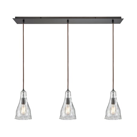 Elk Lighting Hand Formed Glss 3-Lght Linear Mini Pndnt Brnz w/Clr Hand-formed Glss 10446/3LP